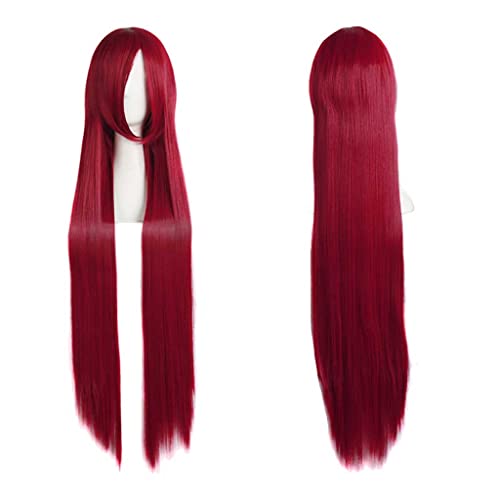 MAOMA Anime Cosplay Perücke,Uzumaki Kushina Perücke，Red Long Straight Perücke,Mit Kostenloser Perückenkappe,für Party Alltag Halloween Perücke Cosplay von MAOMA