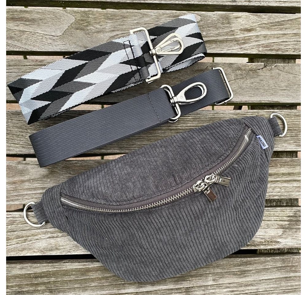 MAONI Bauchtasche Cord Dunkelgrau mit zwei Taschengurten, vegan MAONI Bauchtasche Cord Dunkelgrau mit zwei Taschengurten, vegan von MAONI