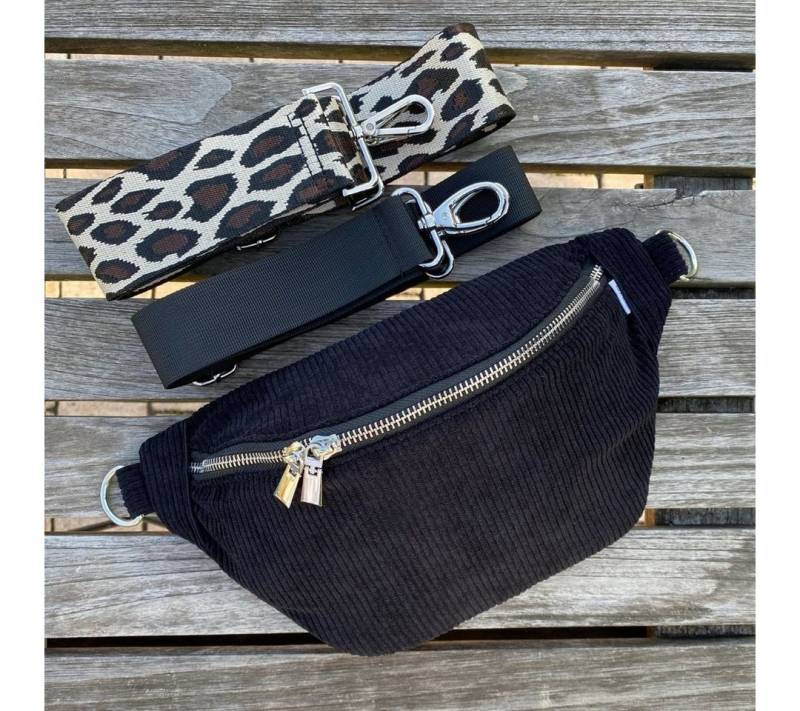 MAONI Bauchtasche Cord Schwarz mit zwei Gurten, Taschengurt austauschbar von MAONI