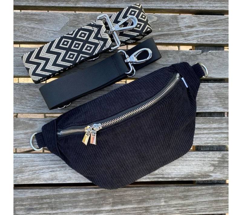 MAONI Bauchtasche Cord Schwarz mit zwei Gurten, Taschengurt austauschbar von MAONI