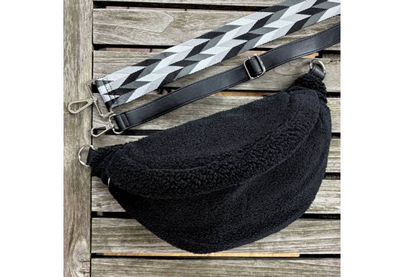 MAONI Bauchtasche Teddy Schwarz (Spar-Set, Bestandteile: 1x Tasche, 2x Taschengurt zum Wechseln), Vegan von MAONI