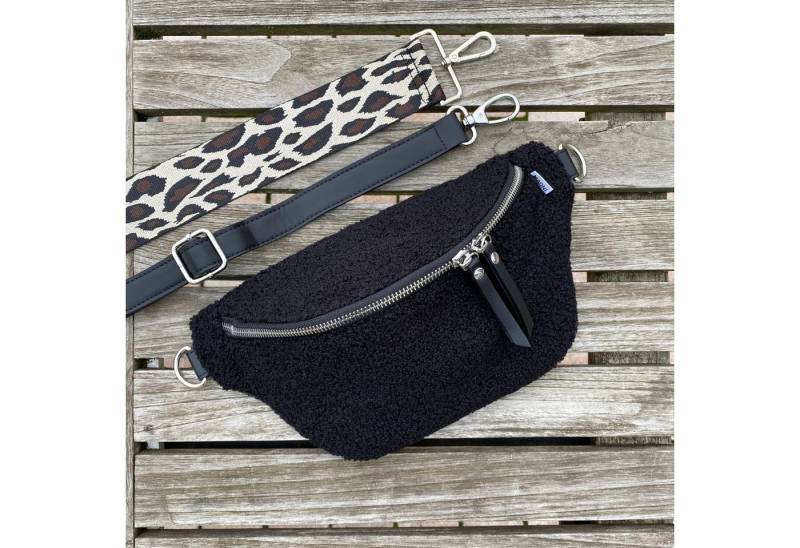 MAONI Bauchtasche Teddy Schwarz mit zwei Gurten, Vegan von MAONI