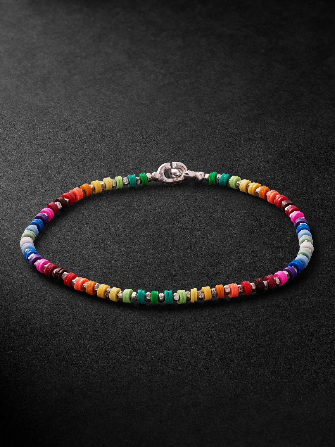 MAOR - Mini Rize Sterling Silver Beaded Bracelet - Men - Multi - L von MAOR