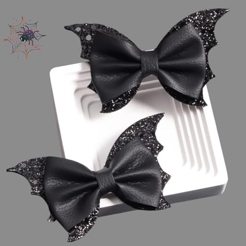 2 Stück Halloween Fledermaus Haarspangen, Fledermaus Haarschleifen, Fledermäuse Haarclip, Gothic Haarschmuck, Hair Accessories für Damen Mädchen Halloween Karneval Partei Zubehör von MAOSHYMS