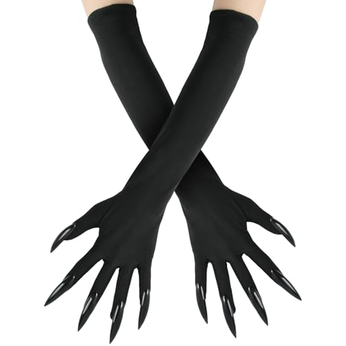 MAOSHYMS Halloween Handschuhe,Handschuhe mit Nägeln Lange Krallen,Hexe Teufel Pfote für Kostüm Halloween Party Cosplay von MAOSHYMS