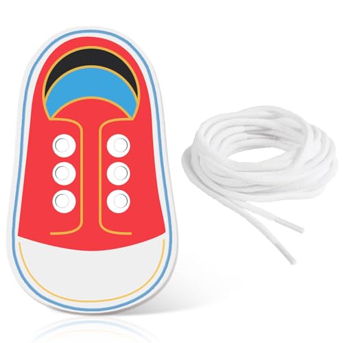 MAOSHYMS Schnürschuh aus Holz,Schuhe Schnürsenkel Spielzeug für Kinder,Schleife Binden Lernen,Schnürsenkel Binden Lernen Unterricht Brett,Frühe Schnürsenkel Lehrmittel für Kinder Schuhbinden Praxis von MAOSHYMS