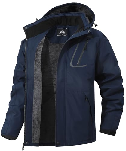 MAOYSSEN Herren Winter Skijacke wasserdichte winddichte atmungsaktive Jacke mit Fleecefutter abnehmbare Kapuze dicke Softshelljacke von MAOYSSEN