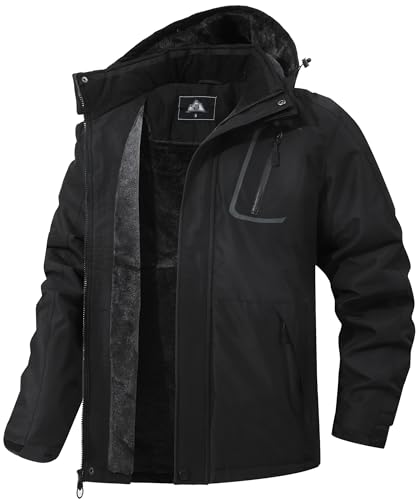 MAOYSSEN Herren Winter Skijacke wasserdichte winddichte atmungsaktive Jacke mit Fleecefutter abnehmbare Kapuze dicke Softshelljacke von MAOYSSEN