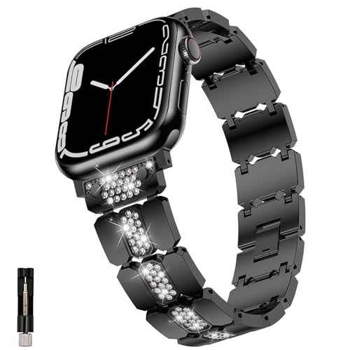 MAPUCE Kompatibles Apple Watch Armband 49 mm, 45 mm, 44 mm, 42 mm, 41 mm, 40 mm, 38 mm, für Damen und Herren, elegant, diamantbesetzt, Edelstahl, für Apple Watch Ultra2/Ultra-Serie von MAPUCE