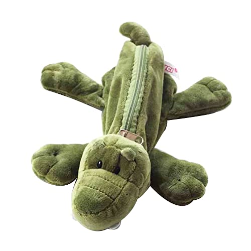 Krokodil-Federmäppchen aus Plüsch, Cartoon, kreative Federmäppchen, Boxen, Kapazität, Stiftehalter, Stifteetui, Schreibwaren-Organizer, Kosmetiktasche mit Reißverschluss für Schule, Büro, Green, Tier von MAQCHGO