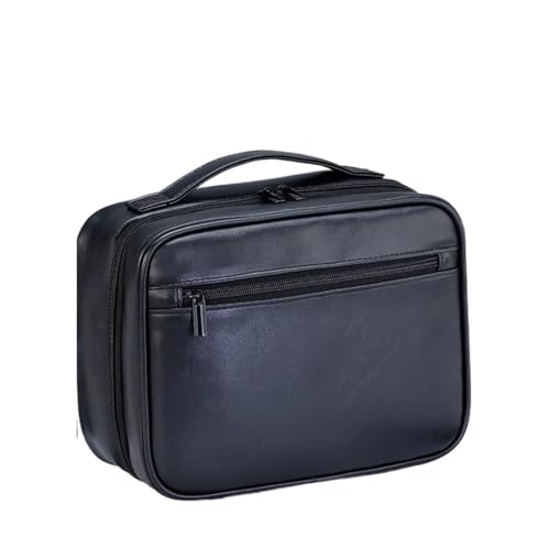 1pc Reißverschluss PU Leder Business Tragbare Frauen Reise Kosmetik Hängen wasserdichte Kosmetiktasche FüR Unterwegs(Black) von MAQDDO