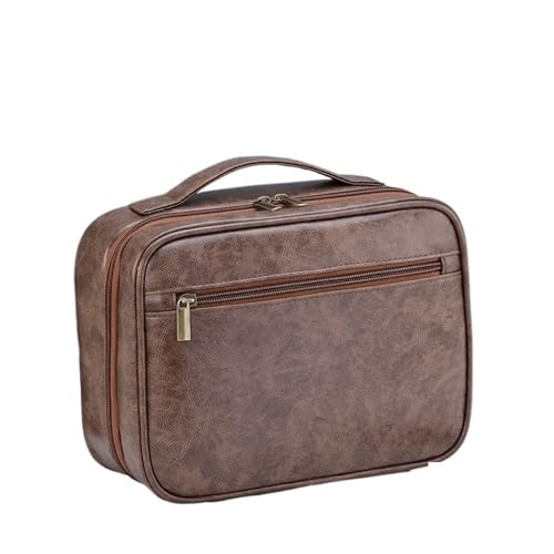 1pc Reißverschluss PU Leder Business Tragbare Frauen Reise Kosmetik Hängen wasserdichte Kosmetiktasche FüR Unterwegs(Coffee) von MAQDDO