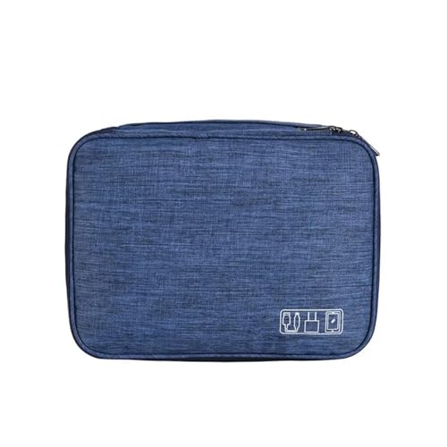Dreilagige Digitale Tasche, Datenkabel, Mobile Stromversorgung, Kopfhörer-Aufbewahrungstasche, tragbar, for Reisen, unverzichtbarer Business-Organizer FüR Reise(Blue) von MAQDDO