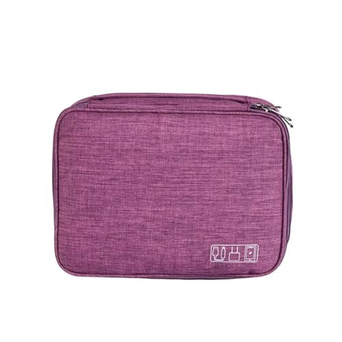 Dreilagige Digitale Tasche, Datenkabel, Mobile Stromversorgung, Kopfhörer-Aufbewahrungstasche, tragbar, for Reisen, unverzichtbarer Business-Organizer FüR Reise(Purple) von MAQDDO