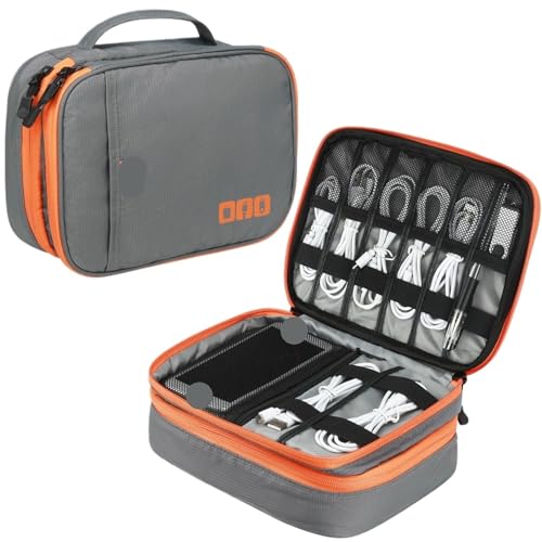 MAQDDO 1 X Tragbare Reisetasche for Elektronisches Zubehör, Kabel-Organizer-Tasche, Gadget-Tragetasche Kabel, Strom, USB-Stick, Ladegerät FüR Reise(Gray L) von MAQDDO