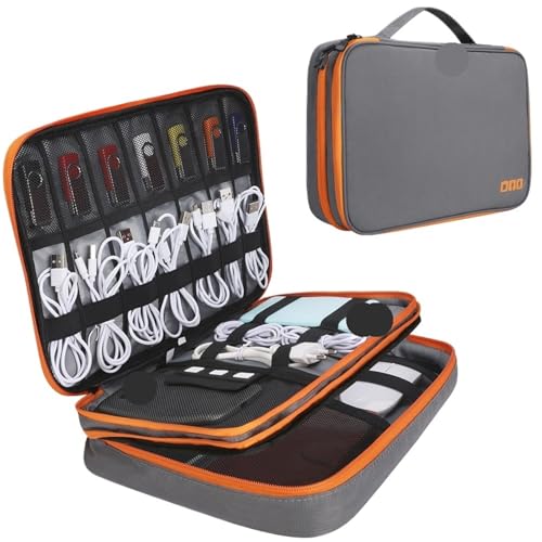 MAQDDO 1 X Tragbare Reisetasche for Elektronisches Zubehör, Kabel-Organizer-Tasche, Gadget-Tragetasche Kabel, Strom, USB-Stick, Ladegerät FüR Reise(Grey XL) von MAQDDO