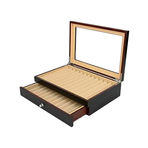 MAQDDO 12/23/34/78 Holzstiftbox Display Aufbewahrung Füllfederhalter/Bleistiftetui Schule Büro Schreibwaren Veranstalter FüR GeschäFte(Black-23Pens) von MAQDDO