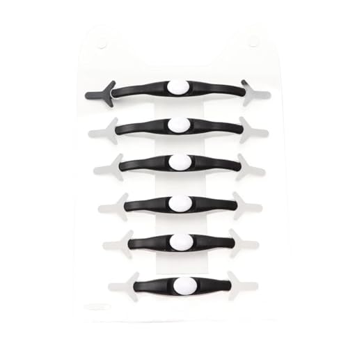 MAQDDO 12Pcs Bunte Silikon Schnürsenkel Ohne Krawatten Bequem for Kinder Erwachsene Elastische Spitze FüR Erwachsene(Black) von MAQDDO