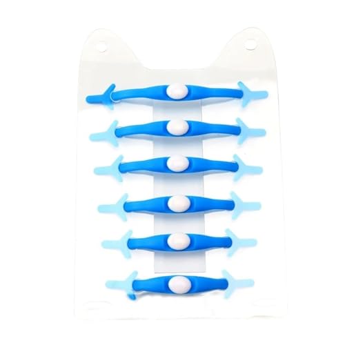MAQDDO 12Pcs Bunte Silikon Schnürsenkel Ohne Krawatten Bequem for Kinder Erwachsene Elastische Spitze FüR Erwachsene(Blue) von MAQDDO