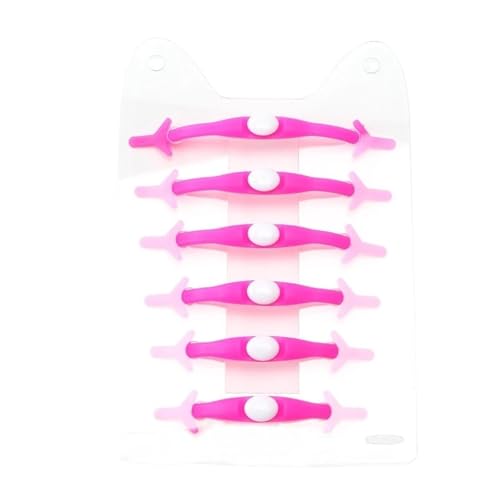 MAQDDO 12Pcs Bunte Silikon Schnürsenkel Ohne Krawatten Bequem for Kinder Erwachsene Elastische Spitze FüR Erwachsene(Pink) von MAQDDO