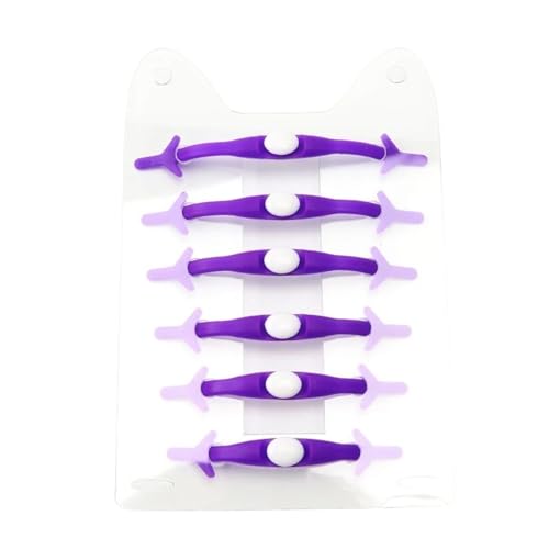 MAQDDO 12Pcs Bunte Silikon Schnürsenkel Ohne Krawatten Bequem for Kinder Erwachsene Elastische Spitze FüR Erwachsene(Purple) von MAQDDO