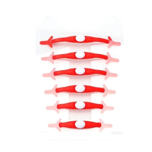 MAQDDO 12Pcs Bunte Silikon Schnürsenkel Ohne Krawatten Bequem for Kinder Erwachsene Elastische Spitze FüR Erwachsene(Red) von MAQDDO
