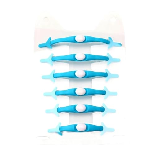 MAQDDO 12Pcs Bunte Silikon Schnürsenkel Ohne Krawatten Bequem for Kinder Erwachsene Elastische Spitze FüR Erwachsene(Sky Blue) von MAQDDO