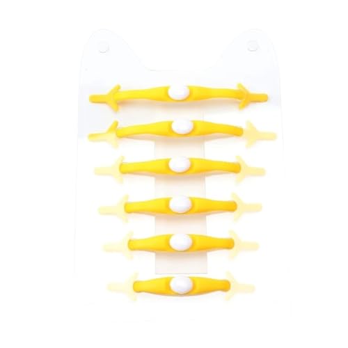 MAQDDO 12Pcs Bunte Silikon Schnürsenkel Ohne Krawatten Bequem for Kinder Erwachsene Elastische Spitze FüR Erwachsene(Yellow) von MAQDDO
