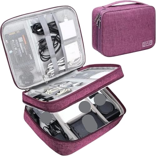 MAQDDO 1PC Tragbare Digitale Speicher Tasche Gadget wasserdichte Kabel Organizer Elektronik Geräte Zubehör Pack Liefert FüR Reise(Purple B) von MAQDDO