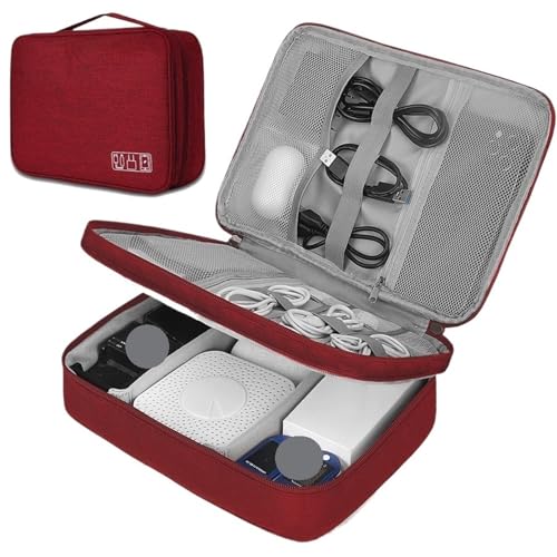 MAQDDO 1PC Tragbare Digitale Speicher Tasche Gadget wasserdichte Kabel Organizer Elektronik Geräte Zubehör Pack Liefert FüR Reise(Red B) von MAQDDO