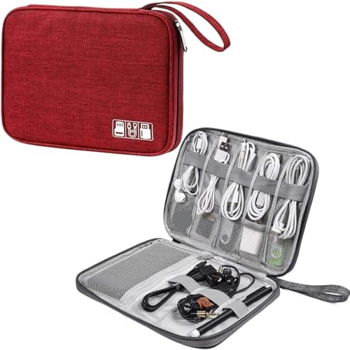 MAQDDO 1PC Tragbare Digitale Speicher Tasche Gadget wasserdichte Kabel Organizer Elektronik Geräte Zubehör Pack Liefert FüR Reise(Red C) von MAQDDO