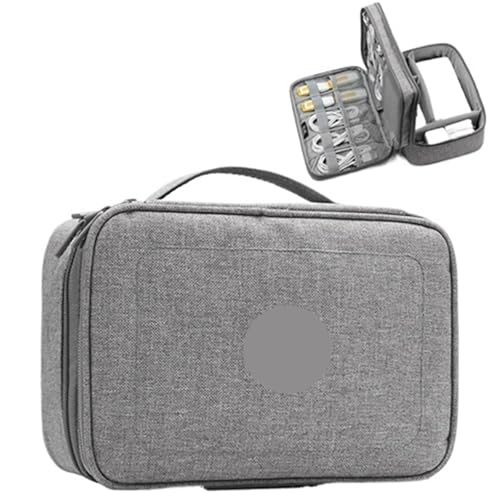 MAQDDO 2 Stück Reise-Elektronik-Zubehör, Mehrzweck-/Organizer-Aufbewahrungstasche for Powerbank, Festplatte, Ladegerät FüR Reise(Double Layer Grey) von MAQDDO