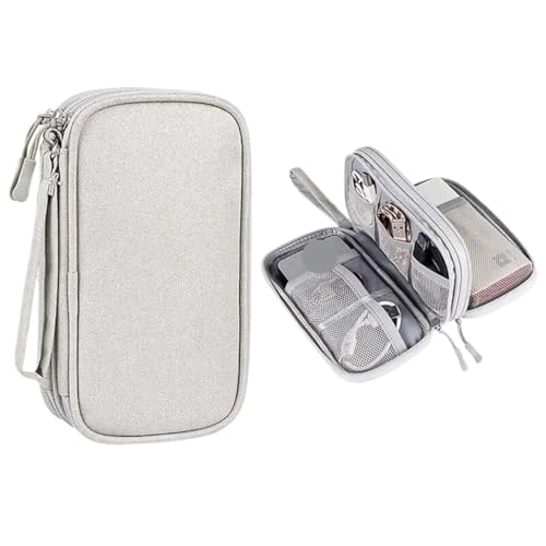 MAQDDO 2 Stücke Reise Tragbare Digitale Produkt Lagerung Tasche USB Datenkabel Organizer Headset Lade Schatz Box FüR Reise(Light Gray) von MAQDDO