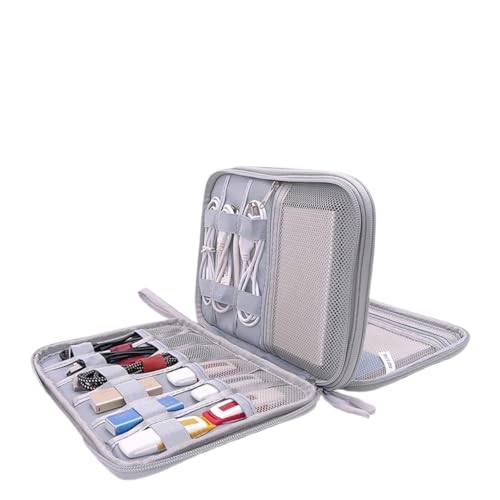 MAQDDO 2PCS Kabel Organizer Tasche Reise Doppel-Schicht Gadget Reisetasche Elektronik Zubehör Lagerung Tragen Spiel Player Tablet FüR Reise(Gray) von MAQDDO