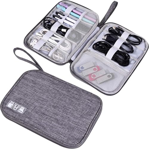 MAQDDO 2PCS Reise Elektronik Organizer Tasche Tragbare Kabel Lagerung Elektronische Zubehör Fall Ladegerät Inhaber Taschen FüR Reise(Grey) von MAQDDO