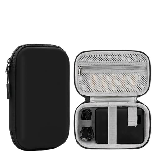 MAQDDO 2PCS Tragbare Mini Hard Shell Digitale Gadgets Lagerung Tasche Künstliche Leder Kopfhörer Ladegerät Fall Datenkabel U Disk Organizer FüR Reise(Rectangle-Black-L) von MAQDDO