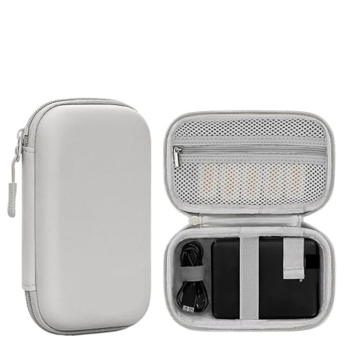 MAQDDO 2PCS Tragbare Mini Hard Shell Digitale Gadgets Lagerung Tasche Künstliche Leder Kopfhörer Ladegerät Fall Datenkabel U Disk Organizer FüR Reise(Rectangle-Gray-L) von MAQDDO