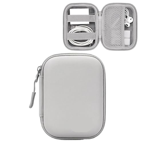 MAQDDO 2PCS Tragbare Mini Hard Shell Digitale Gadgets Lagerung Tasche Künstliche Leder Kopfhörer Ladegerät Fall Datenkabel U Disk Organizer FüR Reise(Rectangle-Gray-S) von MAQDDO