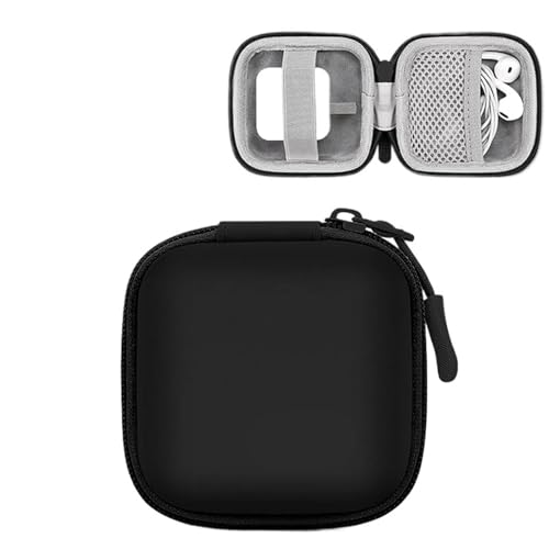 MAQDDO 2PCS Tragbare Mini Hard Shell Digitale Gadgets Lagerung Tasche Künstliche Leder Kopfhörer Ladegerät Fall Datenkabel U Disk Organizer FüR Reise(Square-Black-S) von MAQDDO