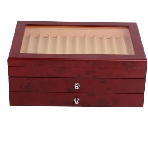 MAQDDO 3-lagige Stift-Displaybox aus Holz for 34 Stifte, Aufbewahrungsbox for Füllfederhalter, Sammler-Organizer FüR GeschäFte von MAQDDO