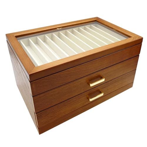 MAQDDO 36 Slots Stift Display Box Holz Organizer Top Fenster Fall Sammlung FüR GeschäFte(Brown) von MAQDDO