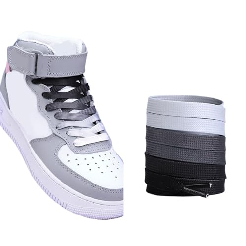 MAQDDO 5 Paar flache Schnürsenkel Regenbogen-Schnürsenkel for Herren und Damen, universelle Freizeit-Segeltuchschuhe, bunte Schnürsenkel FüR Erwachsene(Black,120cm) von MAQDDO