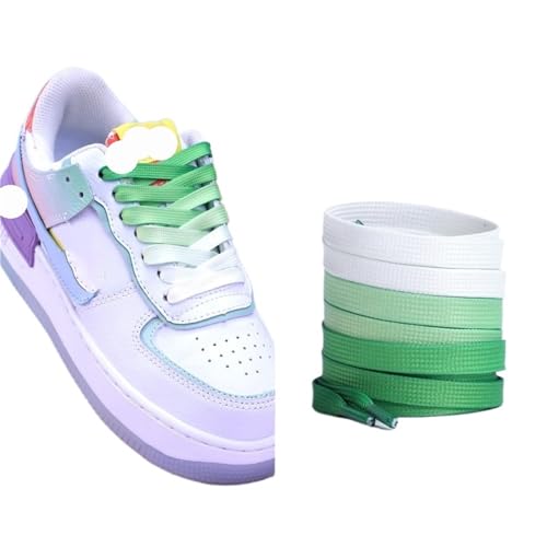 MAQDDO 5 Paar flache Schnürsenkel Regenbogen-Schnürsenkel for Herren und Damen, universelle Freizeit-Segeltuchschuhe, bunte Schnürsenkel FüR Erwachsene(Herbal green,90cm) von MAQDDO