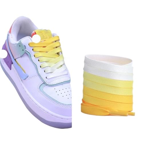 MAQDDO 5 Paar flache Schnürsenkel Regenbogen-Schnürsenkel for Herren und Damen, universelle Freizeit-Segeltuchschuhe, bunte Schnürsenkel FüR Erwachsene(Lemon yellow,90cm) von MAQDDO