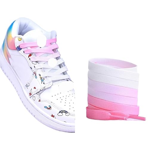 MAQDDO 5 Paar flache Schnürsenkel Regenbogen-Schnürsenkel for Herren und Damen, universelle Freizeit-Segeltuchschuhe, bunte Schnürsenkel FüR Erwachsene(Pink,120cm) von MAQDDO