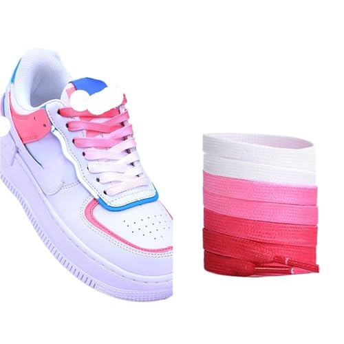 MAQDDO 5 Paar flache Schnürsenkel Regenbogen-Schnürsenkel for Herren und Damen, universelle Freizeit-Segeltuchschuhe, bunte Schnürsenkel FüR Erwachsene(Red,120cm) von MAQDDO