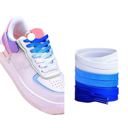 MAQDDO 5 Paar flache Schnürsenkel Regenbogen-Schnürsenkel for Herren und Damen, universelle Freizeit-Segeltuchschuhe, bunte Schnürsenkel FüR Erwachsene(Sky blue,120cm) von MAQDDO