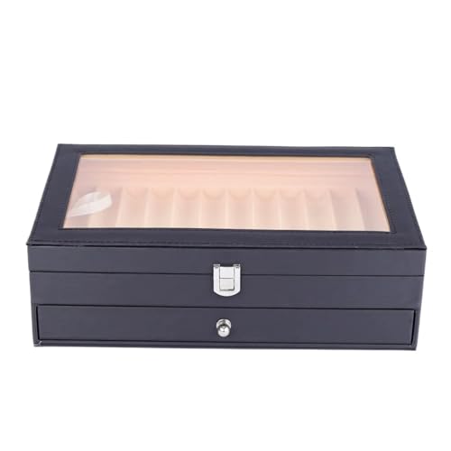 MAQDDO Aufbewahrungsvitrine aus Leder for 24 Füllfederhalter, Flanell, Schubladentyp, Sammler-Organizer-Box FüR GeschäFte von MAQDDO