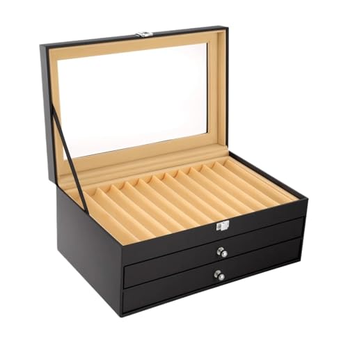 MAQDDO Aufbewahrungsvitrine for Füllfederhalter aus Leder mit 36 ​​Fächern, Schubladentyp, Flanell-Organizer-Box FüR GeschäFte von MAQDDO