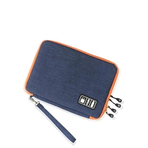 MAQDDO Doppellagige Kabel-Aufbewahrungstasche, Kopfhörer-Ladekabel, Aufbewahrungstasche, Gadget-Organizer, Digitale Tasche FüR Reise(A-M-Dark Blue) von MAQDDO